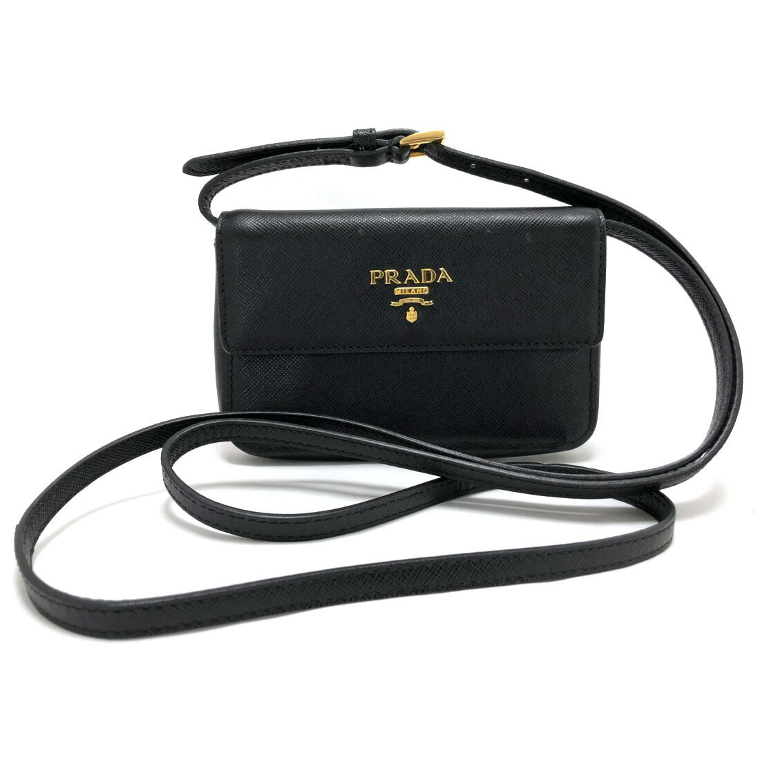 Prada Shoulder Bag Black Digital Saffiano Mini Camera Case Pochette Pouch
